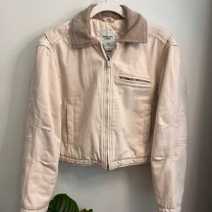 Abercrombie & Fitch Beige Jacket, canvas, corduroy collar & quilted interior